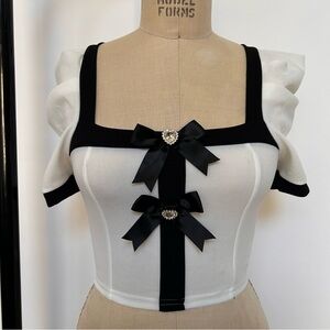 Elegant Black and White Women's Top